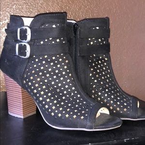 Black Peep Toe Booties/Heels